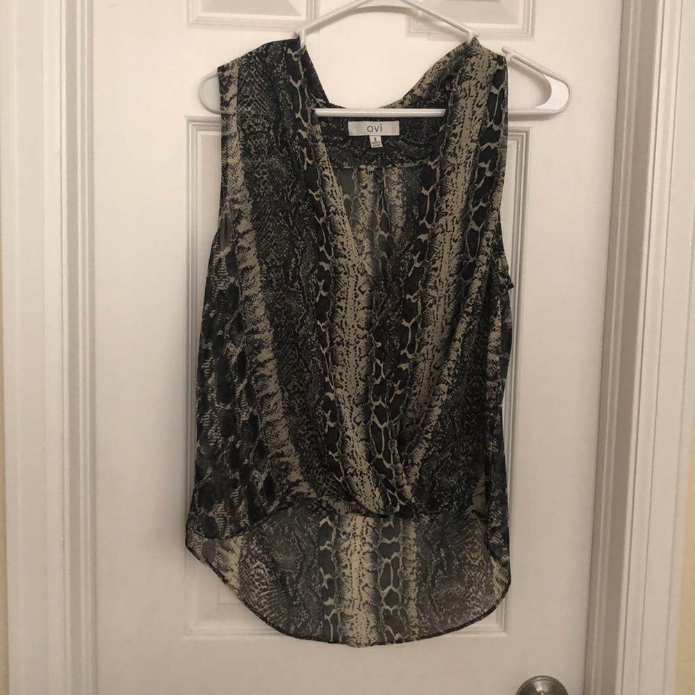 Snakeskin Sheer Wrap Blouse